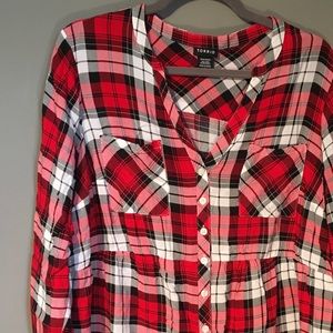 Plaid Peplum Top